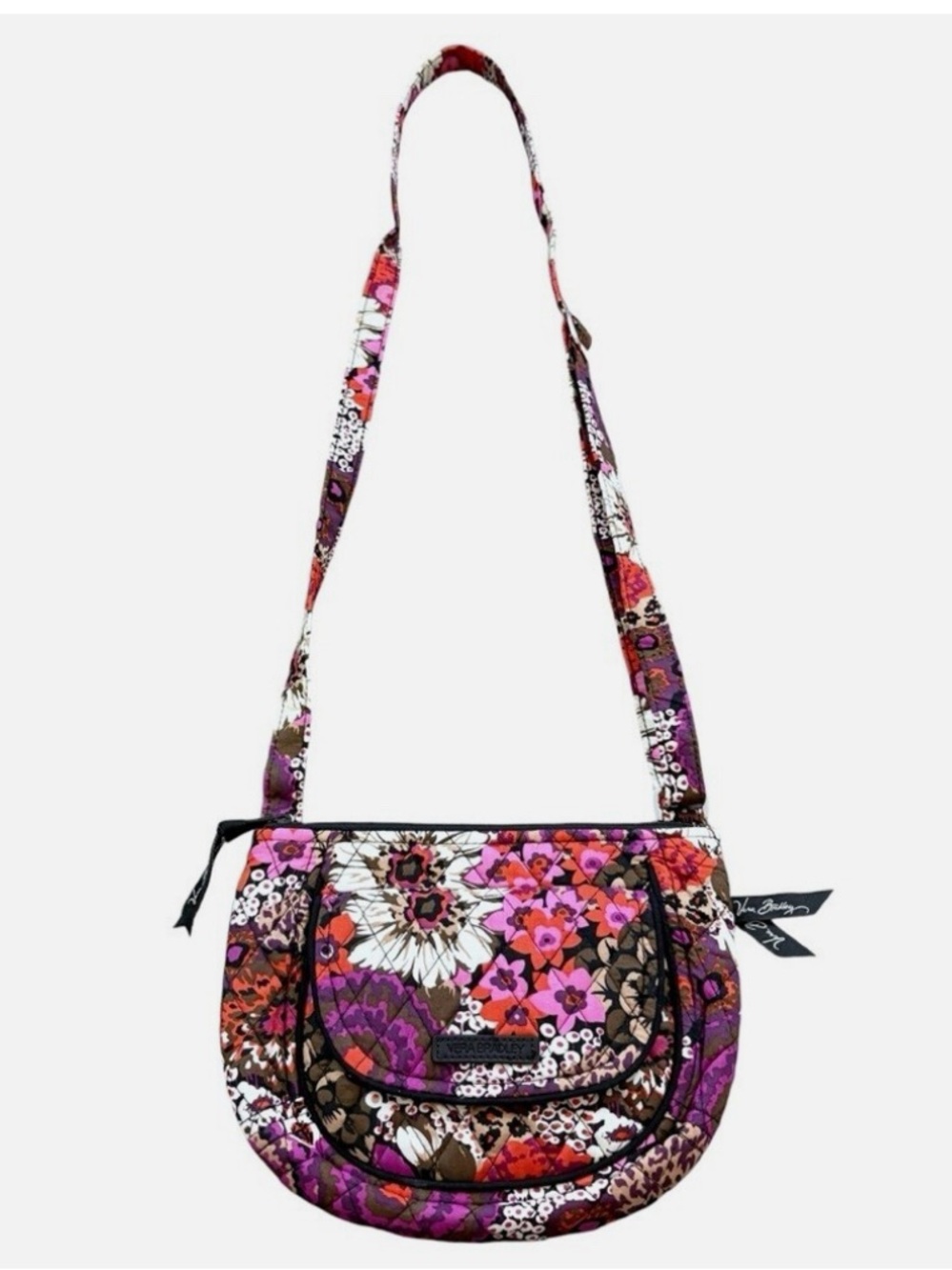 Vera Bradley Floral Quilted Crossbody in Purple, Pink & Brown